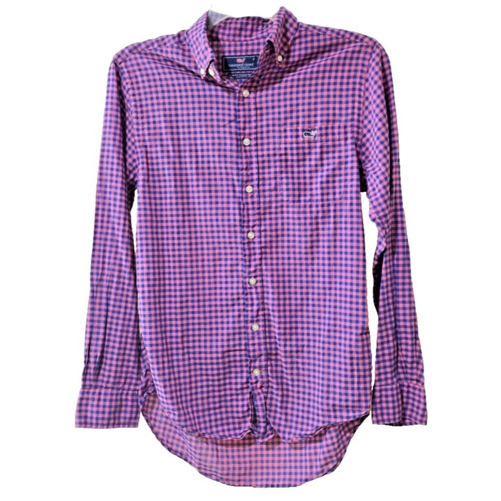 Vineyard Vines Mens Slim Fit Tucker Button Front Shirt Checked Plaid Size Small